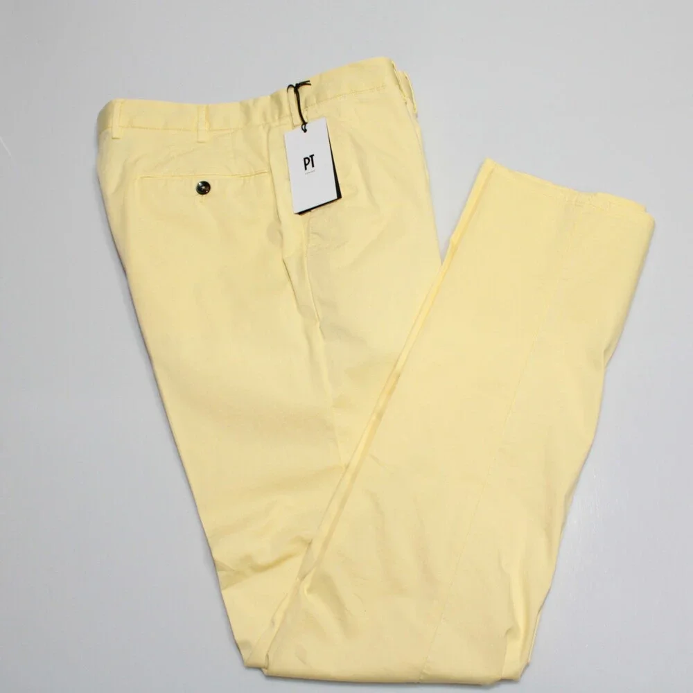 PT Torino NWT Chinos / Casual Pants Size 50 (US 34) Slim Fit in Yellow Cotton